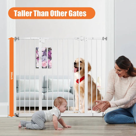 36 Inch Extra Tall Baby Gate For Stairs And Doorways, Expands From 29 To 42.5 Inch Wide, Auto Close Walk Through Pet Gate