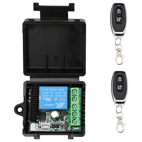 Access Control System Kit With 1200Lbs Magnetic Lock RFID Keypad Remotes Push To Exit Button DC12V 5A Power Supply And EM ID Card Set showing electronic circuit and remotes