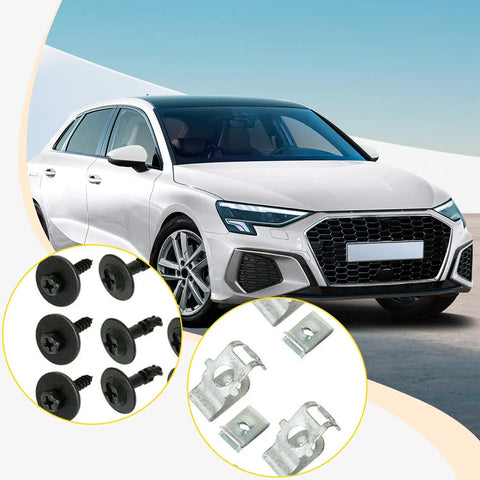 28 Piece Motor Housing Clips Kit Direct Replacement For Sub Plate Fixation Durable Heavy Duty Fasteners Built To Last For Quick Auto Repair And Maintenance Projects, black and silver clips for car repair