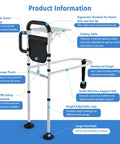 Bed Rails For Elderly Safety With Two Ergonomic Handles, 18 Level Adjustable Height, Foldable Table And Storage Pocket