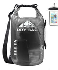 Waterproof Dry Bag 10L Roll Top Unisex Grab and Go Outdoor Gear with phone case, ideal for water activities.