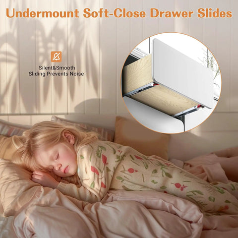 1 Pair 21 Inch Undermount Drawer Slides With Full Extension Hidden Rails Soft Close Bottom Mount With Rear Mounting Brackets