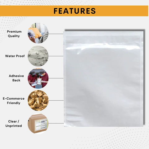 Clear Self Adhesive Shipping Label Sleeves 6x10 Inch Packing Slip Pouches Waterproof Envelopes That Peel And Stick front view