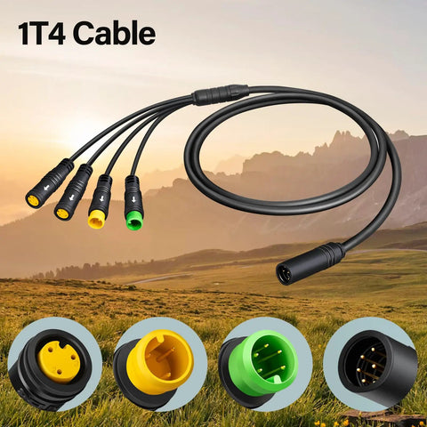 1T4 EB Bus Wiring Harness For Bafang BBS01B BBS02B BBS HD Mid Drive Motors UART Version Plug And Play Waterproof Cable With Display Throttle Brake And Controller Connectors For Electric Bike Conversions