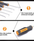 26 Piece Magnetic Screwdriver Set Kit with heavy duty precision, pick and hook tools, showing CR-V steel shafts and comfort-grip handle.
