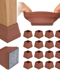16 Piece Silicone Chair Leg Protectors With Felt Square Floor Pads Quiet Pro Grade Furniture Leg Caps For Hardwood Floors And Tile Brown