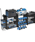 Built Tough Heavy Duty Power Tool Organizer Wall Mount with 3 Layer Metal Rack holds drills and tools in garage