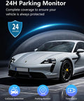 White car under 24H parking monitoring with 4 Channel Dash Cam With 360 Degree View For All Around Protection And No Blind Spots