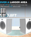 Magnetic Dryer Vent Kit With 1-Second Snap, displaying 2.8ft aluminum hose between two dryers for airtight seal