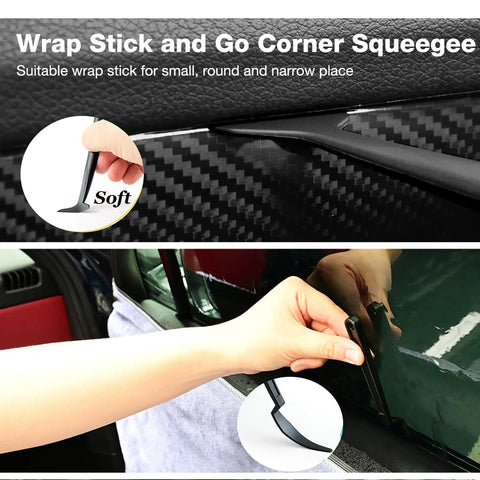 Vinyl Wrap Tool Kit for Cars With Heat Gun, 16Ft Cord, Squeegee, Vinyl Tucking Tool, shown applying wrap on car corner
