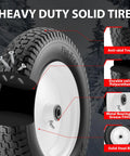 Flat Free 14.5 Inch Wheelbarrow Tire And Wheel Replacement For Garden Carts And Dollies 4.80 4.00 8 with steel hub, cutaway