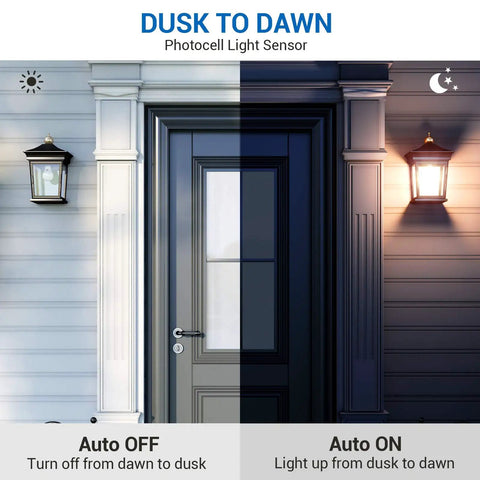 Outdoor Dusk To Dawn LED A19 Light Bulbs Pack 9W 60W Equivalent 2700K Warm White 800 Lumens E26 Base Auto On Off Sensor