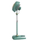 Side view of VFAN Sr Pedestal Vintage Fan Old School Metal Standing Air Circulator For Cooling And Decor 3 Speeds Adjustable Tilt And Height
