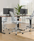 Drafting Chair For Standing Desks With Flip Up Arms, Counter Height Adjustable, Ergonomic Mid Back Mesh Chair On Wheels, 360 Degree Swivel