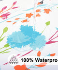 Round Fitted Tablecloth With Elastic Edge No Slip Snug Fit Waterproof Oil Proof Vinyl Backed Table Cover For 36 To 44 Inch Round Tables Perfect For Dinner Outdoor Picnic Flowers, showing close-up of waterproof feature over floral pattern.
