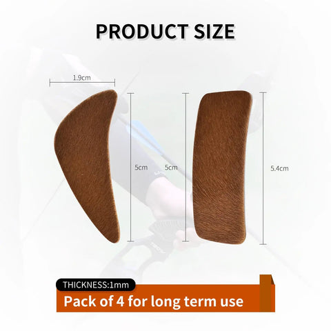 Fur Arrow Rest For Recurve Bow Stick On Adhesive Shelf Rest, Moon Shape Design, 4 Pairs Brown, size and thickness display