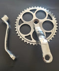 Chrome Wide Crank With 44T Sprocket For 410 Chain On 26 Inch Cruiser Bikes, 165mm Arm, Nine Sixteenth Inch Pedals, Fits 44mm Bottom Bracket