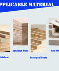 Woodworking material types: 4 items - particleboard, sandwich plate, ecological board, raw wood.