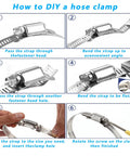 304 stainless hose clamp kit with 12 ft strap and 10 fasteners; instructional collage.