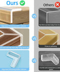 Image comparing Ultra Clear Baby Proofing Kit edge guards with inferior products, highlighting thickness and durability.