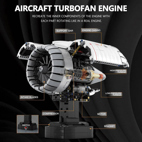 Realistic Turbofan Aircraft Engine Model Kit With Motor Build Your Own Engine STEM Project For Teens And Adults 14 Plus 1786 Piece Set