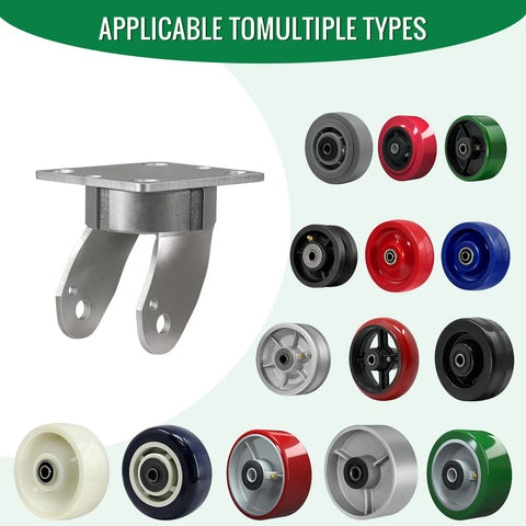 Top Shelf Super Heavy Duty Caster Yoke Replacement Featuring Adjustable Slot Plates And Smooth Swivel Pivots with various wheel types.