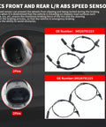 Four Piece Abs Wheel Speed Sensor Kit For Bmw Front And Rear Anti Lock Braking System showing connectors and wiring details.