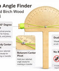 Heavy Duty Angle Finder Ruler And Protractor Tool For No Sweat Woodworking Layouts With Crisp Degree Markings And Secure Pivot Lock For Sweet Cuts On Lumber Or Trim, handcrafted birch with dual string sight lines.