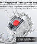 IP67 Emergency Stop Button With Waterproof Clear Cover, Red Mushroom Push Switch Box for Control Panels, Heavy Duty Use