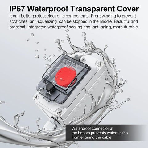 IP67 Emergency Stop Button With Waterproof Clear Cover, Red Mushroom Push Switch Box for Control Panels, Heavy Duty Use