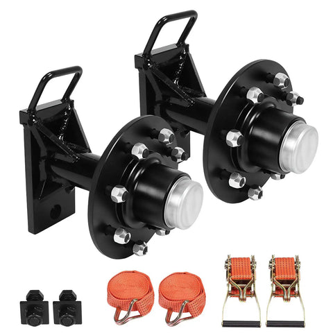 Tough As Nails 8X6.5 Lug Shipping Container Wheels Heavy Duty Rough Terrain Casters For Commercial Hauling Massive Cargo Loads Built With Cold Rolled High Grade Steel paired with mounting hardware and straps.