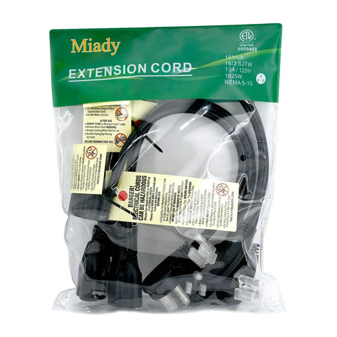 Packaged Space Saving Flat Plug Extension Cord One Foot With 90 Degree Grounded Plug Three Prong Short Flat Wall Cable 125V 13A 16 AWG NEMA 5 15P To NEMA 5 15R Black ETL Listed Pack Of Four.