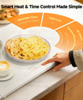 Hand adjusting controls on Extra Long Buffet Warming Tray Set 47 By 15 Inches 3 In 1 Modular Warmer with pasta dish.