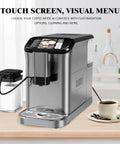 Barista-Grade 20Bar Fully Auto Espresso Machine With Dual Boiler And Zero Cleaning Hassle LCD Touch coffee maker on wooden table.