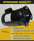 Beefy 1.5 HP Pool Pump Motor Single Speed Square Flange Direct Replacement Fits Pentair Whisperflo StaRite AOSmith models with stainless steel shaft.