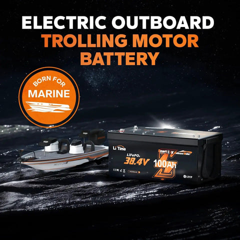 36V 100Ah LiFePO4 Battery With Bluetooth Low Temp Protection, 43.8V 25A Charger, Built-In 100A BMS for marine use