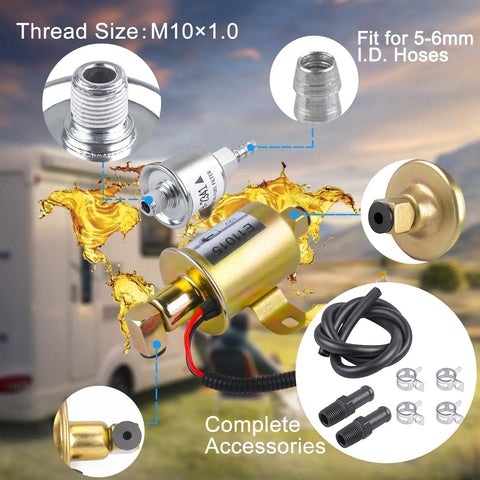 Replacement Fuel Pump And Filter Kit For RV Gens Fits Cummins Onan Marquis Gold 5500 5.5KW with installation parts.