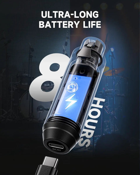 Wireless XLR Microphone Transmitter And Receiver Kit For Pro Gigs 2.4GHz plug-on adapter, 8-hour battery, DC-5V charging