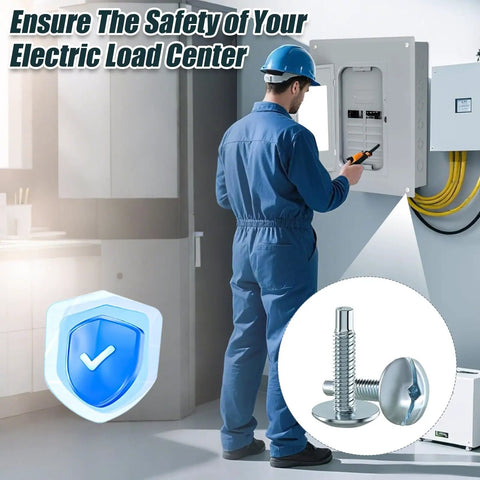 Load Center Panel Cover Replacement Screws Top Shelf Zinc Coated Steel Heavy Duty Fix For Square D S106 Siemens ECTS2 Schneider QO Homeline Murray Breaker Box, shown with electric load center.