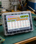 Must Have 680 Piece Electrolytic Capacitor Kit With 24 Sizes Ranging From 0.1uF To 1000uF In 16V 25V And 50V Aluminum Radial Lead Capacitors