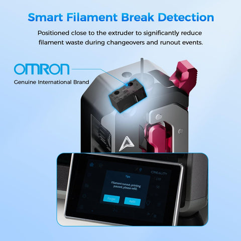 DXC Extruder Upgrade Kit For K1 Series With Smart Filament Break Detection highlighting Omron sensor close-up