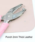 6.3 Inch Handheld Paper Hole Punch With One Eighth Inch Hole Diameter Pink Soft Leather Cover Durable Metal Puncher For Two Millimeter Thick Paper And Leather Punches Ten To Fifteen Sheets Ideal For Craft And Office Use