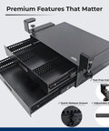 Heavy Duty Carbon Steel Clamp On Under Desk Slide Out Tray Rock Solid Metal Bin No Sweat Setup Super Slick Glide keeps desk clutter in check with adjustable dividers.