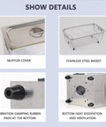 Heavy Duty 15 Liter Industrial Ultrasonic Tank For Parts Cleaning 304 Stainless Steel Commercial Washer components like muffler cover and basket.