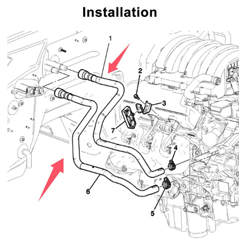 Installation diagram of Easy Install Heater Inlet And Outlet Hose Replacement Kit for Chevrolet Silverado GMC Sierra