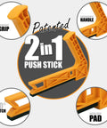 2 In 1 Safety-V Push Sticks For Table Saw, Band Saw, Jointer And Router Table with ergonomic handle and foam grip pad