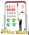 Heavy Duty 10.5 Foot Adjustable Gantry Crane With 4000 Lb Capacity, Height Range 9.85 To 13.9 Feet, Portable Garage Hoist And Rigging Kit in use