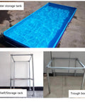 Heavy Duty Three Way Elbow Pipe Connector For Industrial Shelving And Fence Rails Made Of Super Strong Aluminum Alloy For Solid DIY Storage Build, shown with water tank and storage rack.