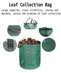 Green reusable leaf collection bag with handles, large capacity shown filled with leaves, part of Heavy Duty Garden Kneeler And Seat package.