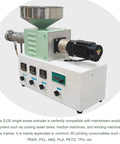 Top Shelf Desktop 3D Filament Maker Machine For PLA And ABS Plastic, High Precision Extruder with motor and control panel.